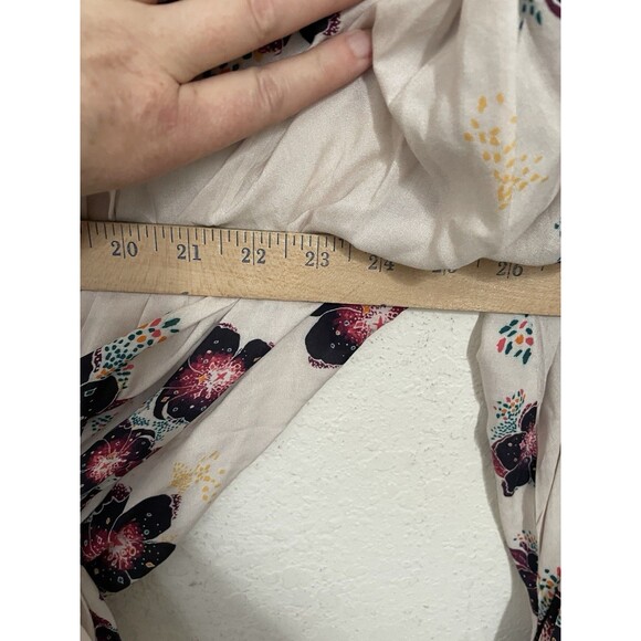 Free People Ivory Floral Wrap Blouse  Tuscan Dreams Womens XS Boho Peplum Top - Picture 8 of 9